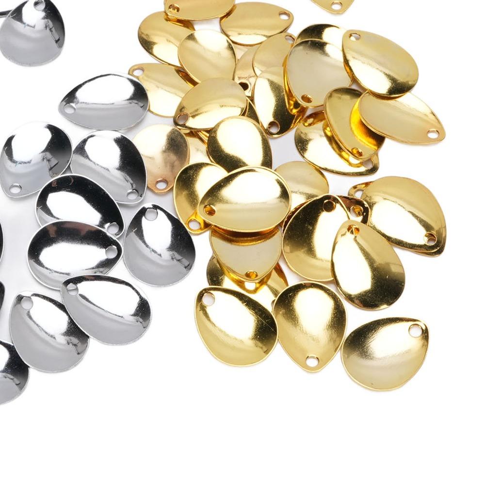 80PCS Iron Fishing Rotating Blades Gold and Silver Fishing Spinner Baits Lure Making