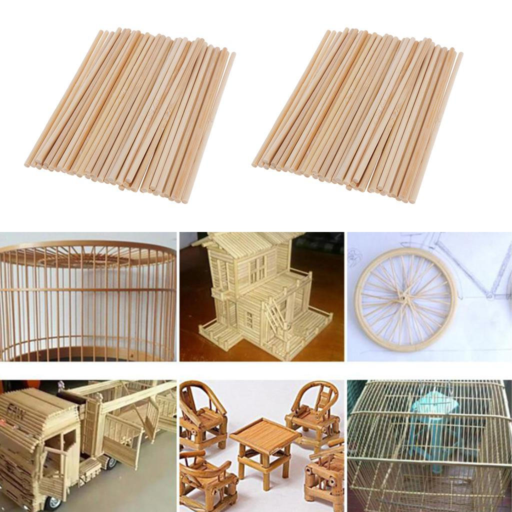 100pcs Unfinished Wooden Round Stick Dowel Rod for Model Building Games Kids Crafts Handmade