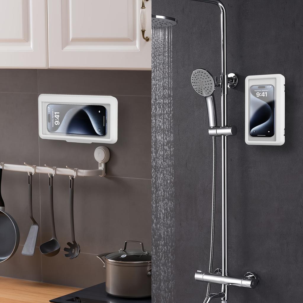 Вращающийся на 360° сенсорный держатель для телефона, держатель для телефона для душа - настенный для ванной комнаты, подходит для 6,8-дюймового телефона, для ванной, кухни