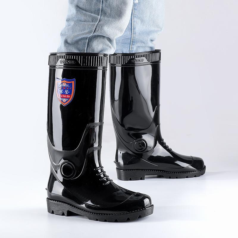 Рабочая обувь высокий голенище утолщенные резиновые сапоги нескользящие резиновые сапоги водонепроницаемые и маслостойкие кухонные туфли износостойкая шинная подошва мужская водная обувь