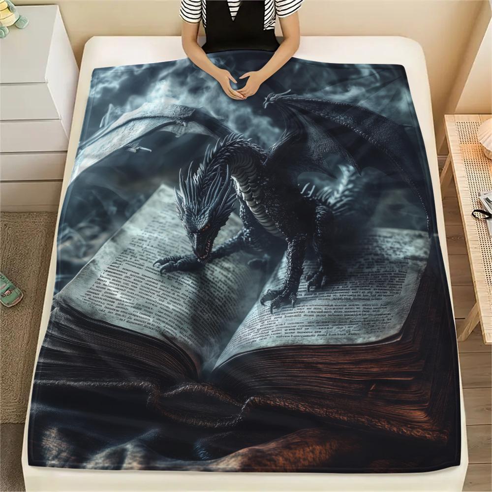 Winged Dragons Print Flannel Blanket, High quality Comfortable for All Seasons, Home Decor, Warmth and Comfort