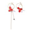 Asymmetric Petal Tassel Drop Earrings - Trendy Geometric Circles 