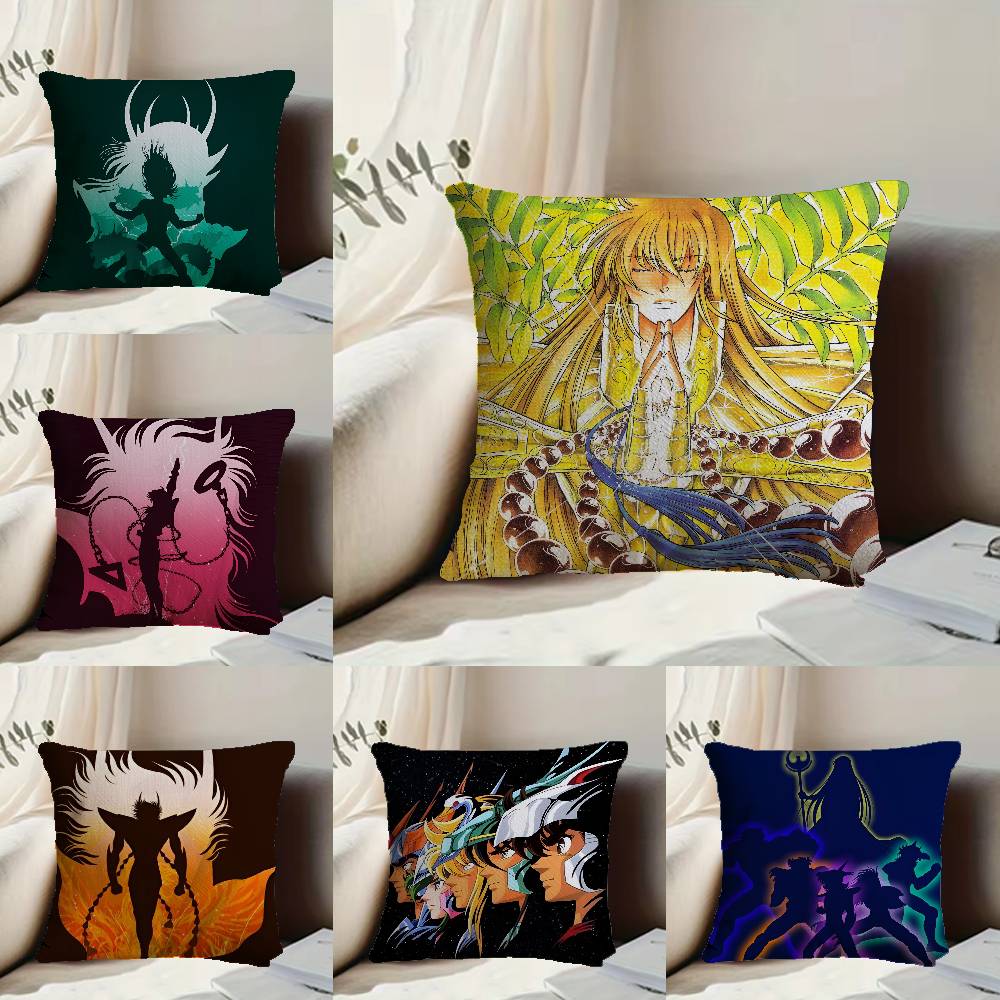 Anime S-Saint S-Seiya Pillow Case Anti-dustmite Pillowcase Invisible zipper silky short plush Sofa cushion cover