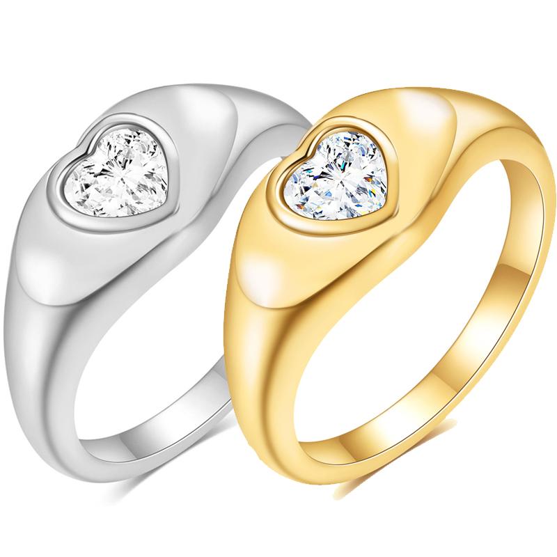 VQYSKO блестящее кольцо с цирконием и кристаллами в форме сердца, эффектное минималистическое кольцо для современных подарков подружке невесты, подарок на годовщину для женщин
