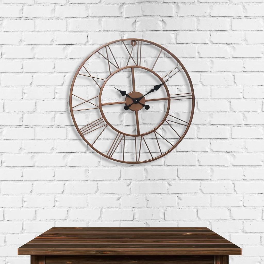 Металлические аналоговые настенные часы, 60 см, легко читаемые для гостиной/дома/кухни - черные (24-дюймовый)