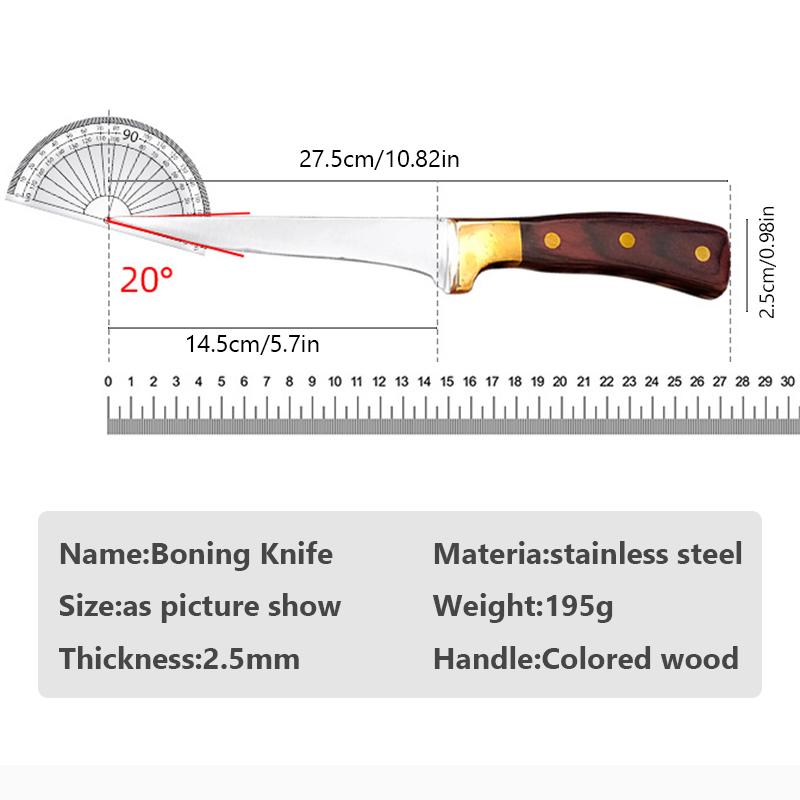 Нож для разделки мяса из нержавеющей стали, кухонный нож для мяса с деревянной ручкой, нож для сырой рыбы, нож для мясника, кухонный нож