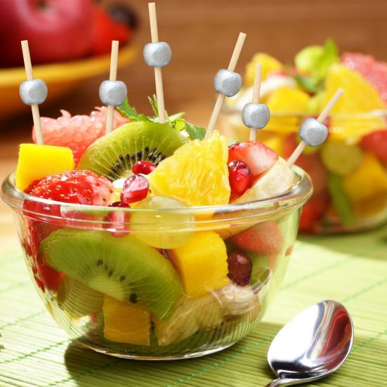 100Pcs Fancy Bamboo Cocktail Picks with Gold Ball End Biodegradable Environmentally Friendly Bamboo Fruit Fork