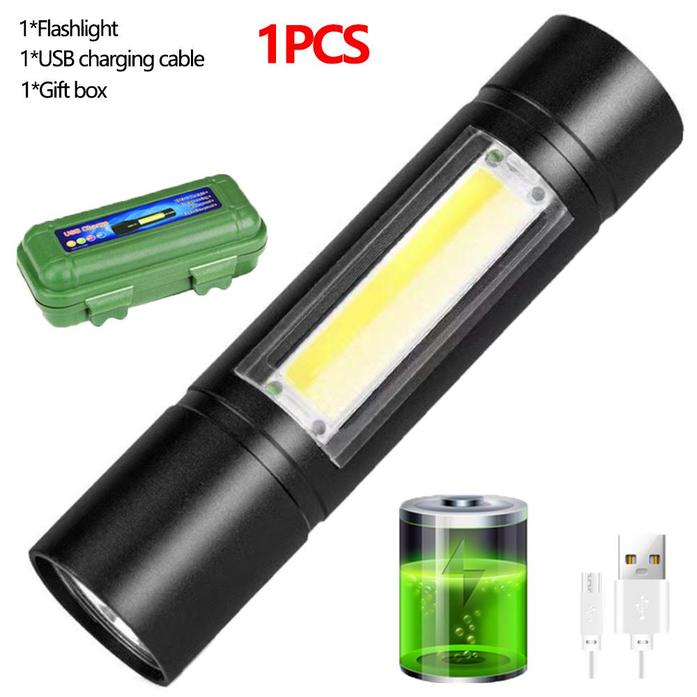 Мини-фонарик светодиодный перезаряжаемый портативный USB-зарядка высокой мощности для кемпинга водонепроницаемый с большим радиусом действия с клипсой для ручки