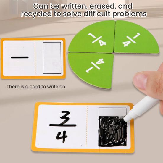 1 набор карточек для изучения дробей, проценты, десятичные дроби, плитки, круги, математические манипулятивы, пособие для начальной школы, образовательный пазл с дробями