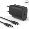 25W USB-C Charger - Samsung - Black - 1M Cable - Compatible Galaxy A05 A15 A25 A35 A55