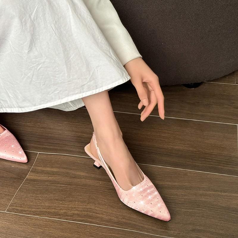 Fashion New Style Popular Women Sandals Pointed Toe Elegant Low-heel Shoes Summer Fashion Slingback Woman Mules Shoes Pumps Dress Shoes