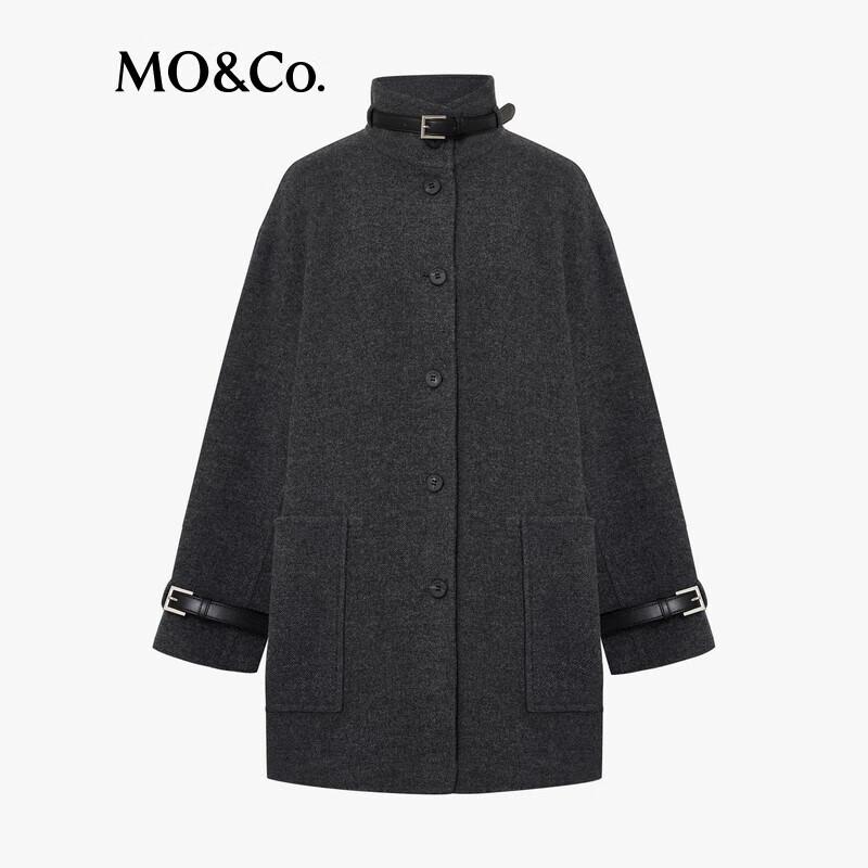 MO&Co. Merino Wool High-Neck Mid-Length Double-Faced Coat