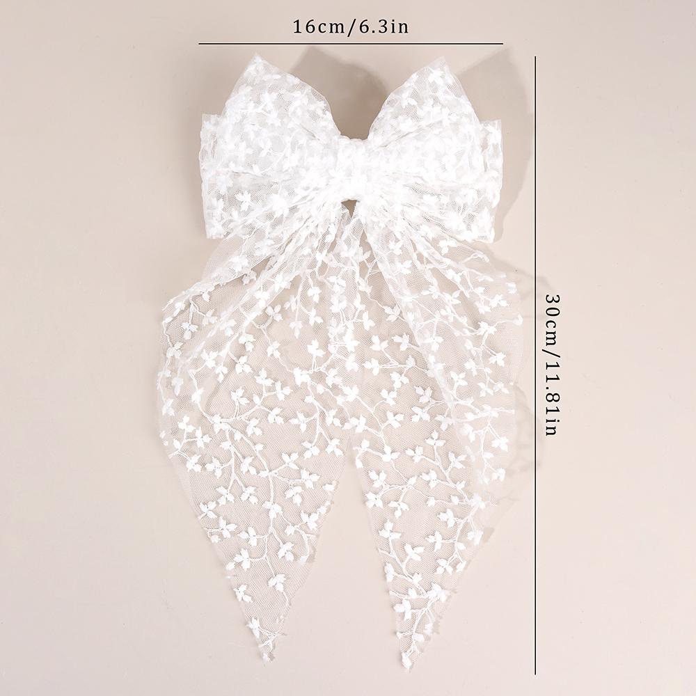 Милая кружевная заколка для волос с большим бантом, элегантная вышивка, двухслойный бант, заколка для волос для девочек, корейские детские аксессуары, головной убор, подарок