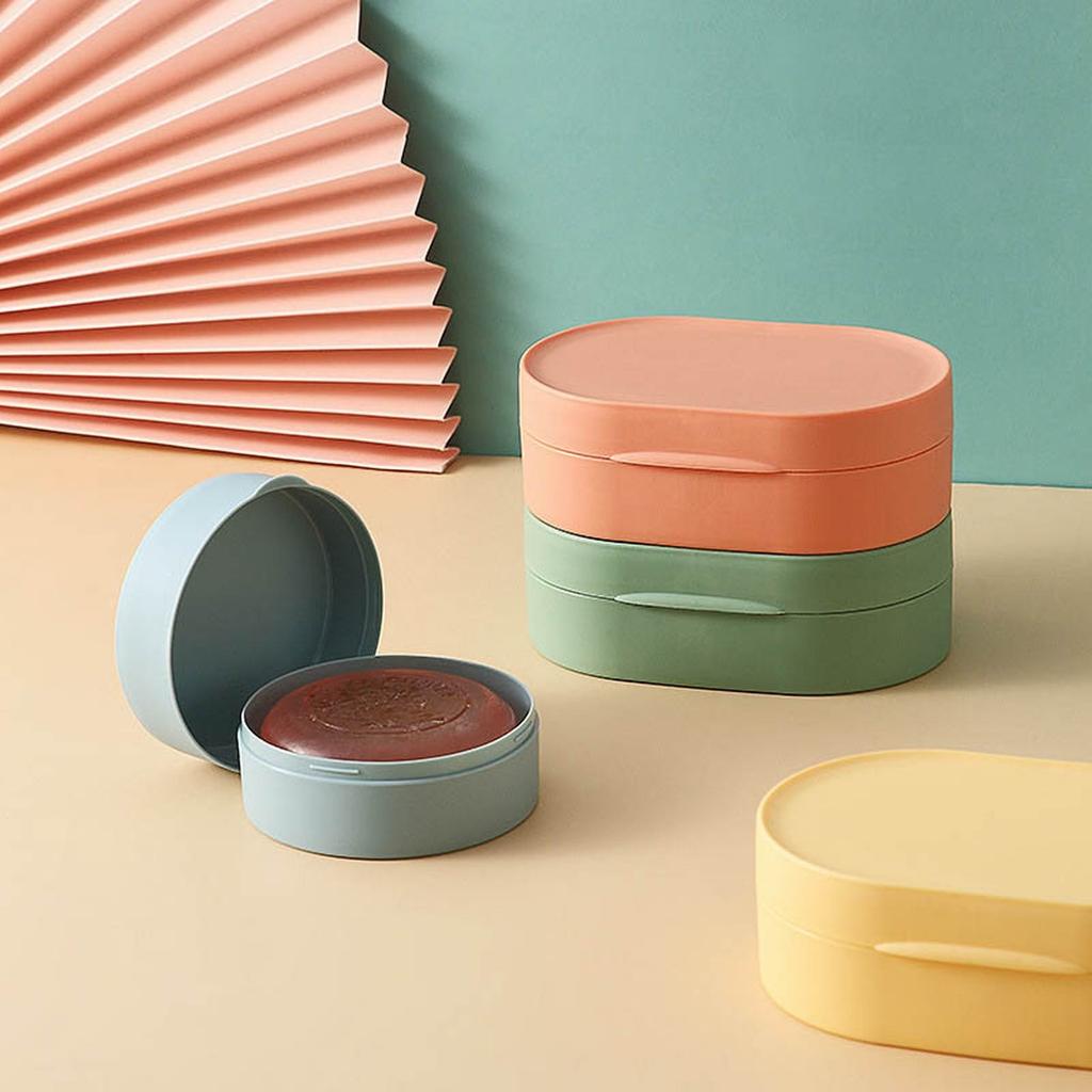 Macaron Color Travel Soap Box Portable Creative Soap Case Home Waterproof With Lid Soap Plastic Tray Rack Bathroom Accessories