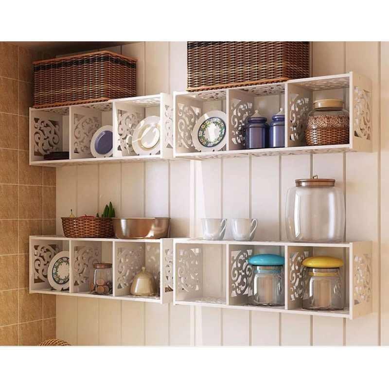 Shelf Storage Creative Wall Mounted Grid Rack Bedroom Nightstand Decorative