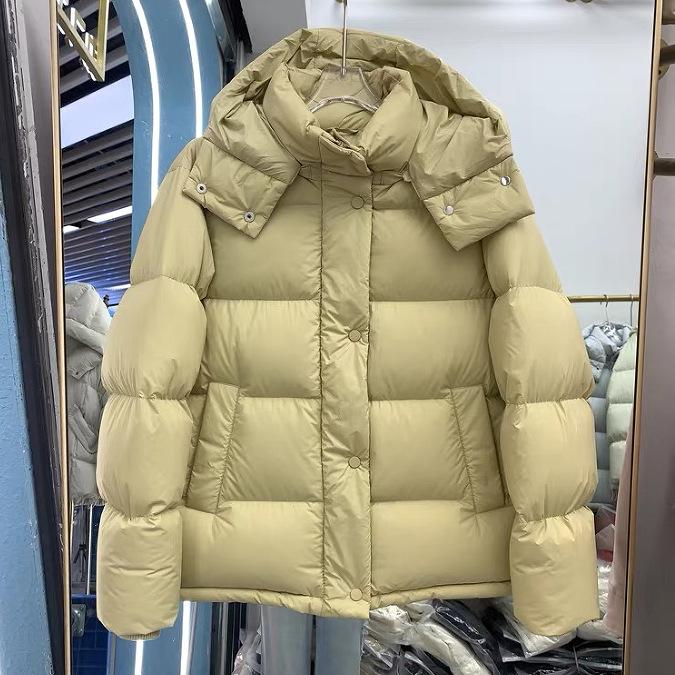 Puff five-grid down jacket women's short winter new thickened hooded white duck down bread jacket trendy