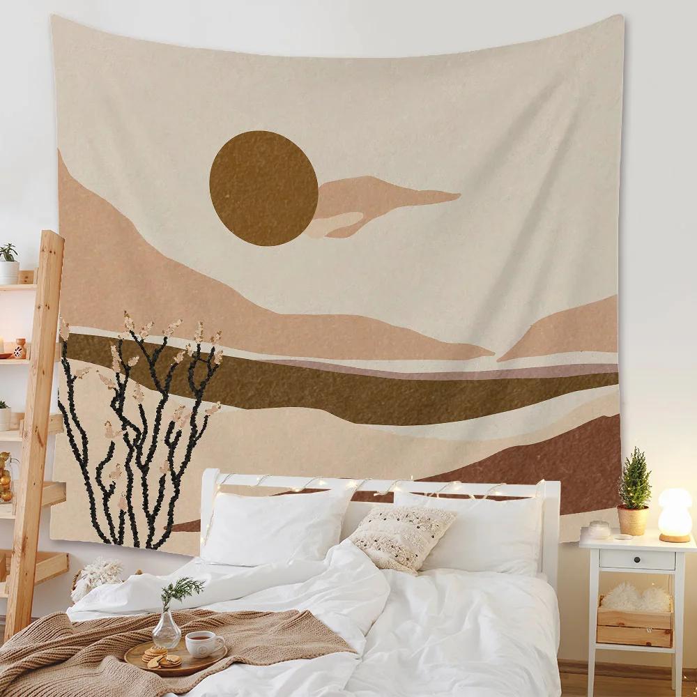 Бохо Фон Иллюстрация Фреска Декор Геометрический Гобелен Настенный Спальня Эстетическое Одеяло
