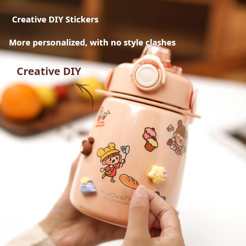Stainless Steel Insulated Water Bottle with Straw and Shoulder Strap, 1000ml
