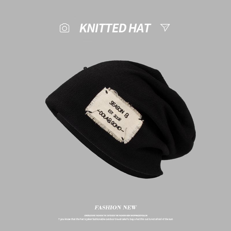 Internet celebrity heap hat children thin patch cloth versatile pullover knitted hat thin bald hat confinement hat letter patch