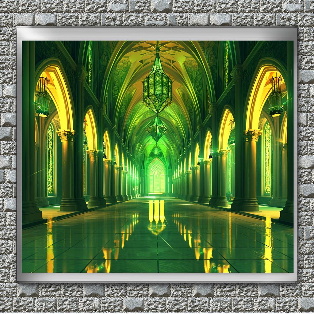 Green Castle Polyester Photography Backdrop, Wonderland Vintage Wizard Background, Retro Movie Party Decorations