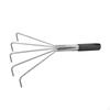 Gardening Hand Rake Grass 5 Tines with Ergonomic Handle Stainless Steel Small Leaf