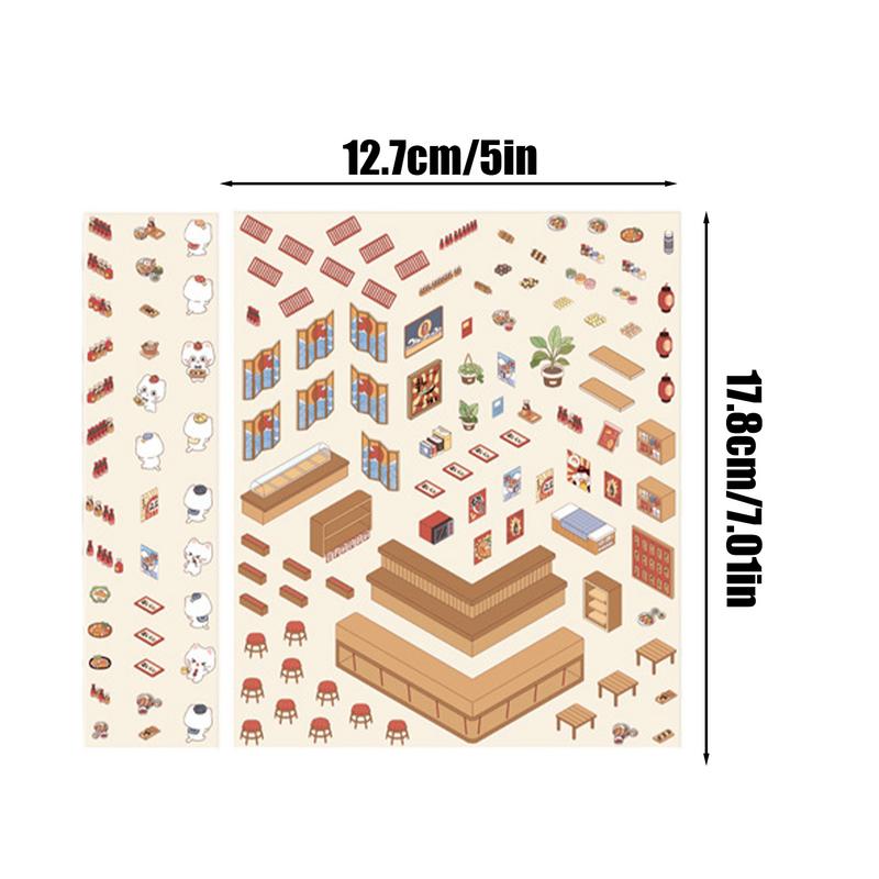 Miniature House Stickers 3D Effect Cartoon Scene Stickers kit 1 Scene 2 Stickers for Party Gift Make Kids Own House Stickers