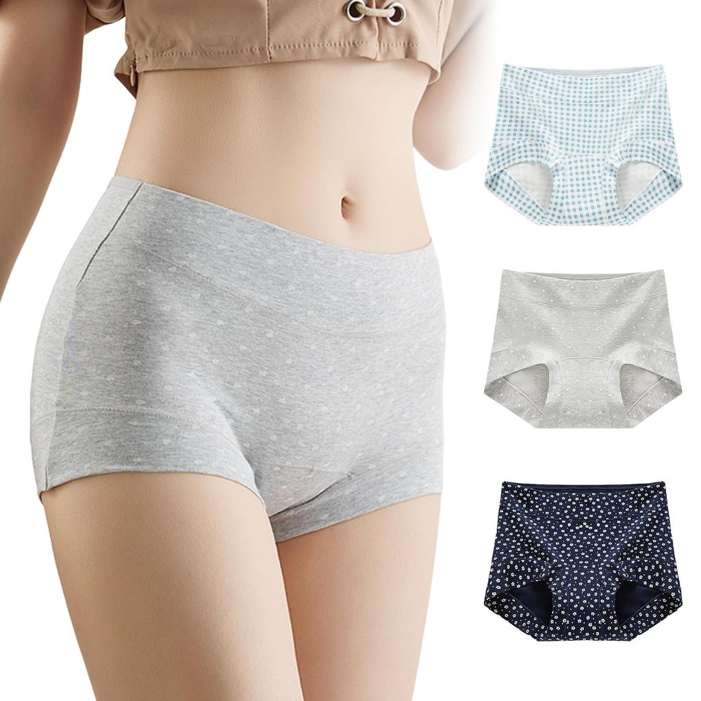 Vehmia Boxer High Waist Organic Cotton Deep Sits Soft To the Perfect for Commuting or Everyday Wear Dark Blue Light Blue Women's (3-Pack) Panties,