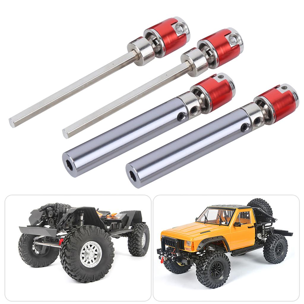 2 Set Metal Transmission Drive Shaft Upgrade Parts Fit for Axial SCX10 D90 1 10 RC CarSilver Red