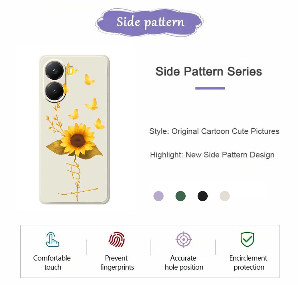 For Xiaomi Redmi Turbo 4 5G/Poco X7 Pro 5G Case Golden Butterfly Sunflower Pattern Printing Straight Edge TPU Phone Back Cover