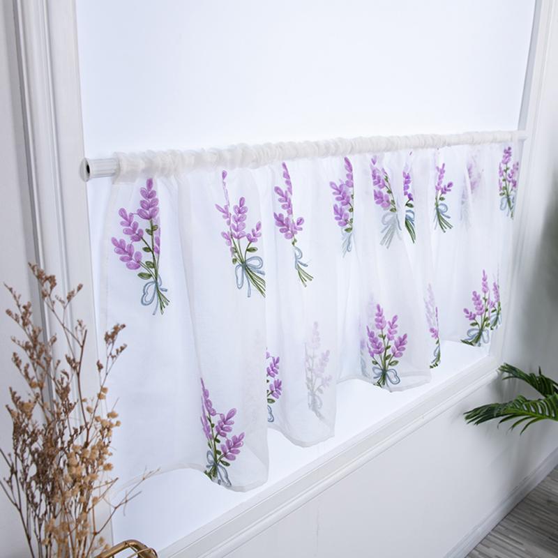 Kitchen Tiers Cabinet Embroidery Curtain Window Short Curtain Half Window Treatment