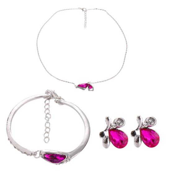 Бабочка горный хрусталь кулон ожерелье серьги-гвоздики браслет свадебный комплект ювелирных изделий