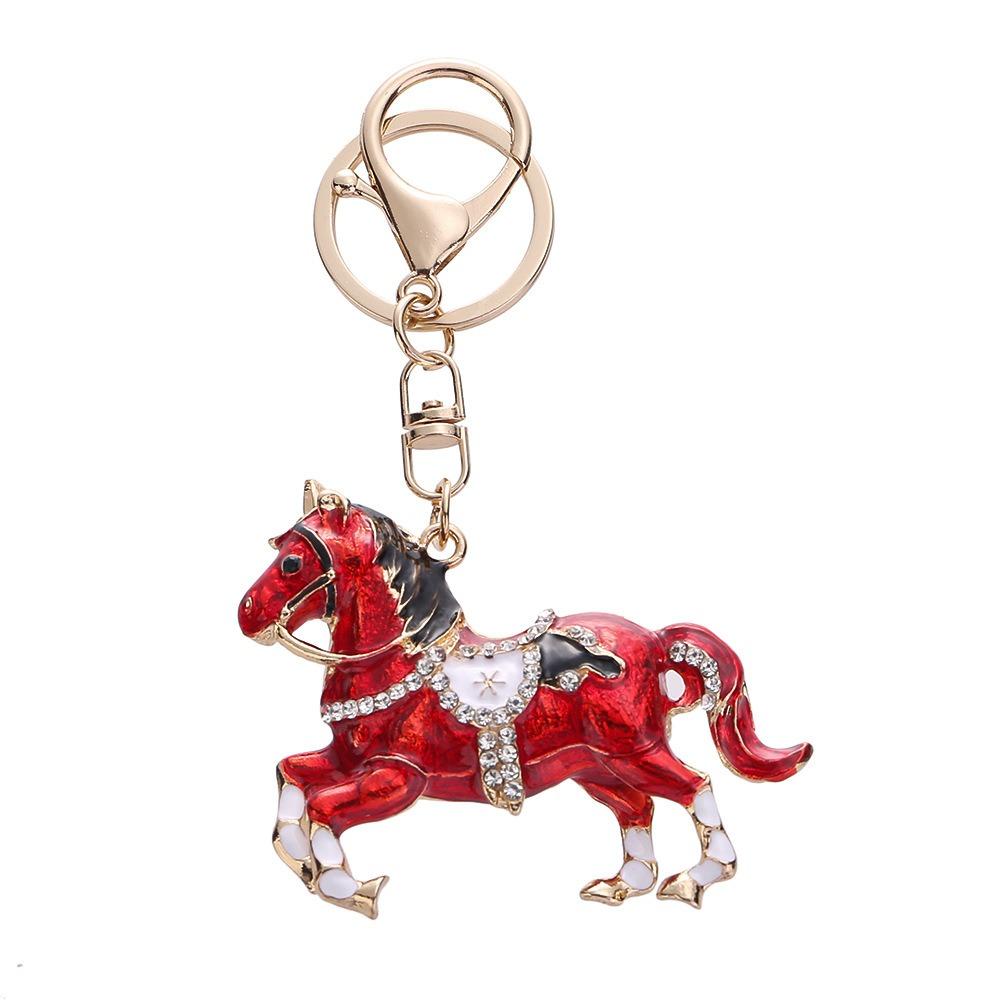 Sparkling Rhinestones Horse Keychain Colorful Backpack Pendant Car Key Chain  Backpack Decoration