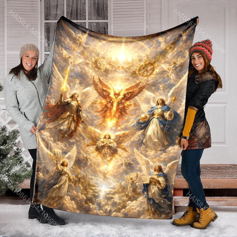 1PC Angels and heavenly radiant scene print blanket Prayer blankets for believers suitable for home sofa camping travel car