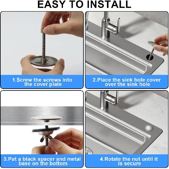 Kitchen Sink Hole Cover 2 Inch Stainless Steel Faucet Hole Cover Tap Hole Plate Stopper Sealed Decoration Hole Cover Kitchen Blanking Metal Plug