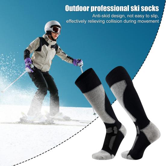 1 пара носков для катания на лыжах выше колена, зимние термоноски, теплые, противоскользящие, ветрозащитные, для сноуборда