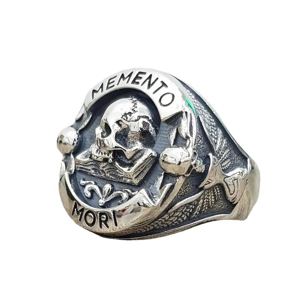 New Goth Vintage Ethic Memento Mori Carpe Diem Letter Skull Rings For Men Fashion Punk Christmas Skeleton Ring For Women Jewelry