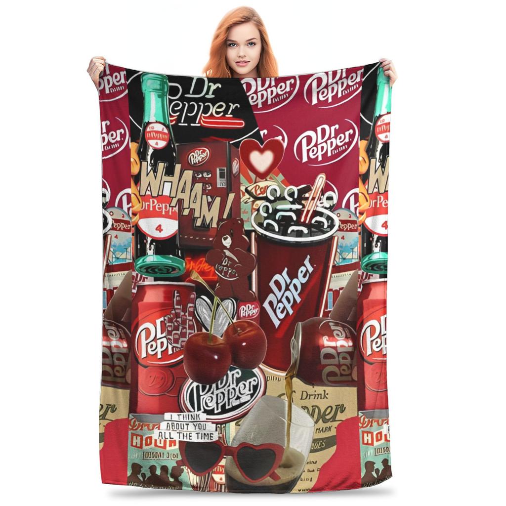 Плед Dr Pepper с лентами, фланелевый, для лета, кондиционера, напитков, портативный, теплый плед для дома, дивана, плюшевое тонкое одеяло