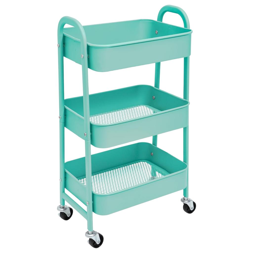 Storage cart with wheels kitchen cart with wheels 3levels rolling cart organizer for bedroom bathroom office,multi-purpose cart