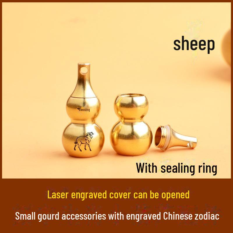 Брелок из латуни в виде тыквы со знаком зодиака, восемью триграммами и гравировкой благословения