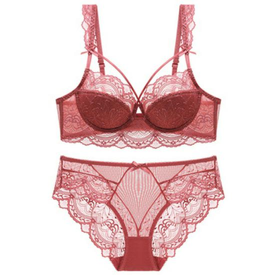 European American Sexy Lingerie: Transparent Plus Size Ultra-Thin No Sponge Lace Bra - Minimizes Large Bust, Anti-Sagging
