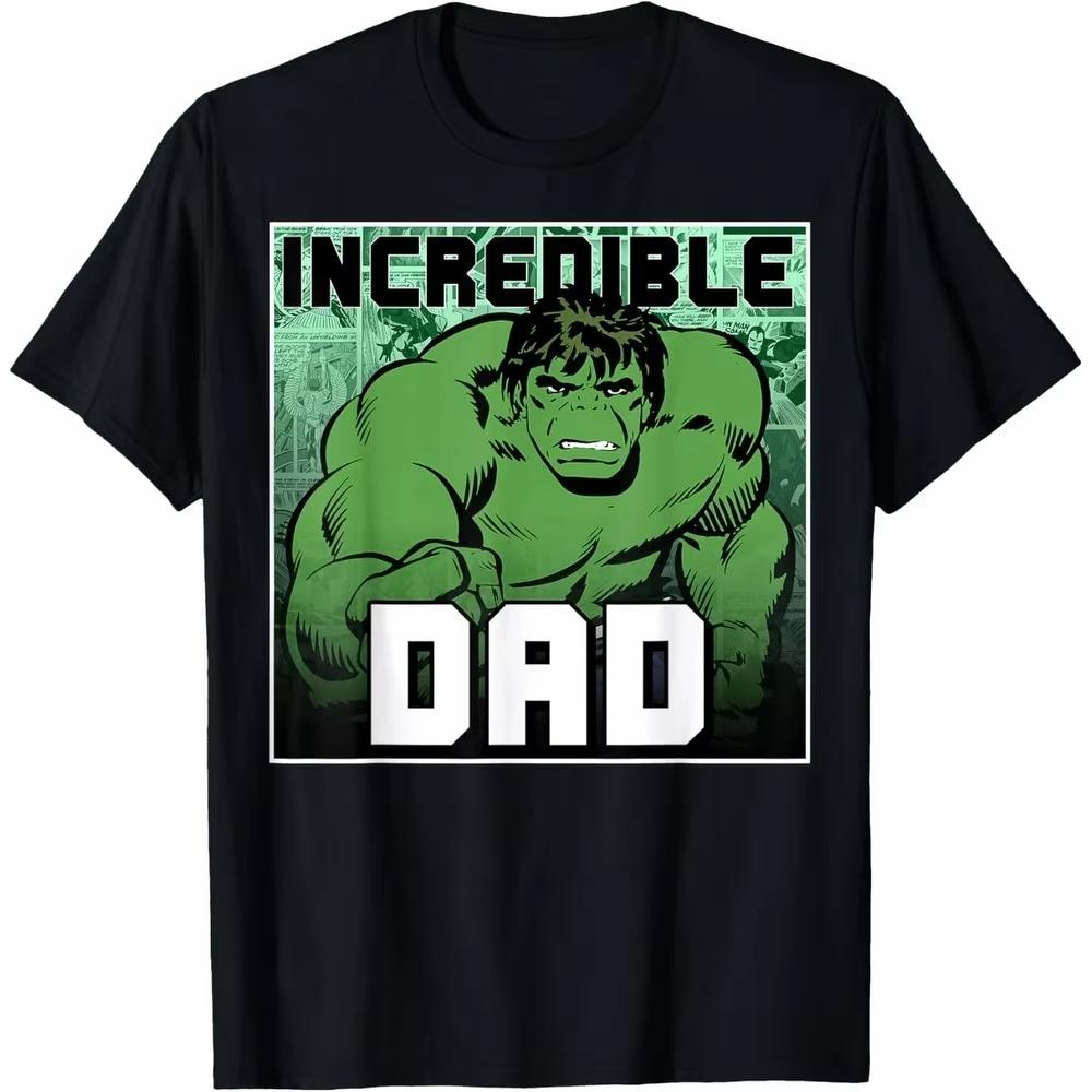 Incredible Hulk Marvel TShirt Comic Dad Unisex Short Sleeve Solid Cotton Regular Fit Crew Neck Urban Top for Men Women Unisex