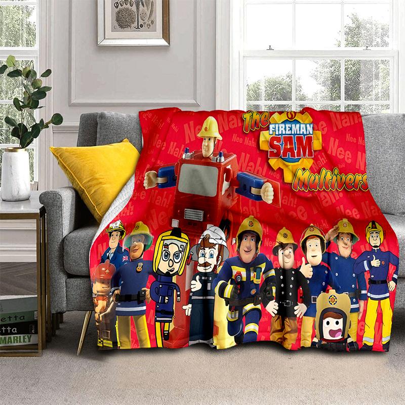 3D Classic Fireman Sam Child Cartoon Blanket,Soft Throw Blanket for Home Bedroom Bed Sofa Travel Picnic Cover Kids Gift