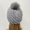 Natural Mink Fur Hats for Women Knitted Warm Thick Winter Hat
