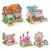 Three-Dimensional 3D Model Puzzles Handmade DIY Houses Building Blocks Kids Toys