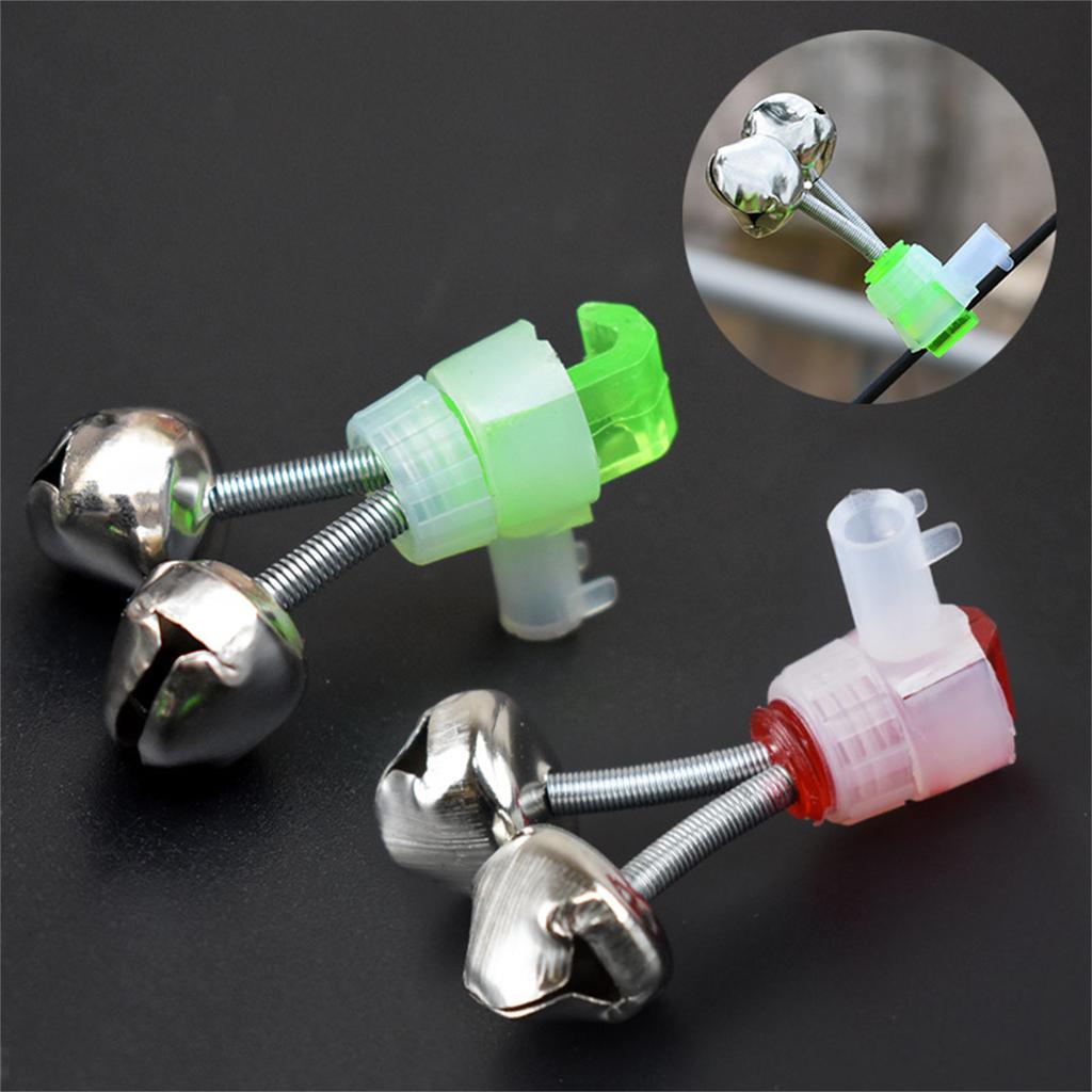10Pcs Double Rings Alarm Night Fishing Alarm Fishing Rod Indicator LED Light Fishing Rod Tip Bites Alarm Fishing Bells