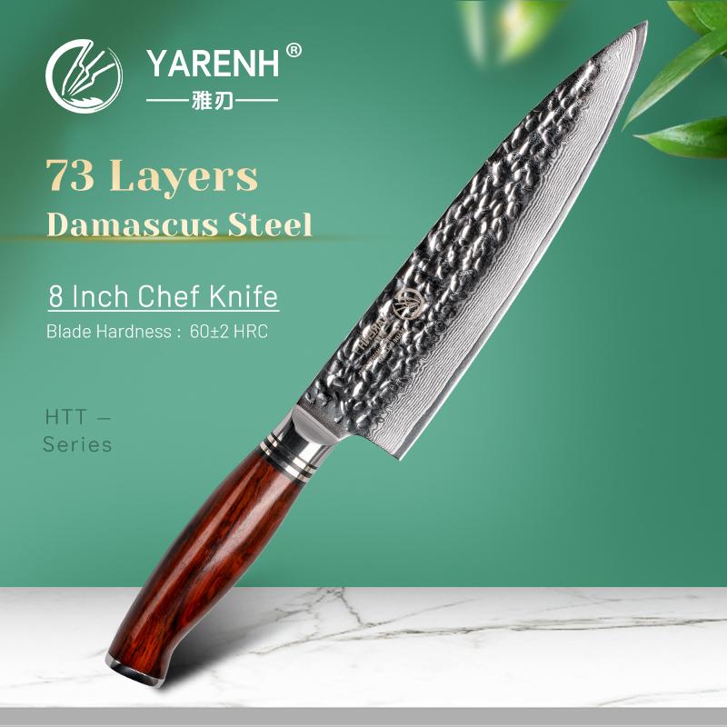 Kitchen Chef Gyutou Knife 8 Inch,YARENH Razor Sharp Best Quality Japanese Damascus Stainless Steel,Multi-functional Chef Culinary Knife