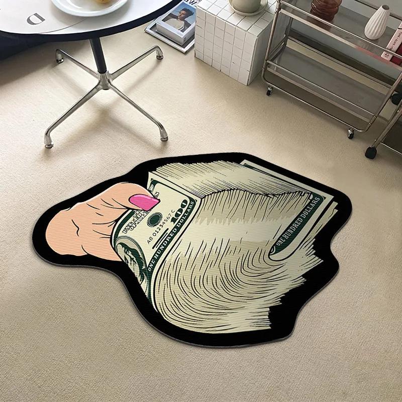 Funny Money Shaped Carpet Dollars Rich  Floor Mat Irregular Money Rug Hallway Balcony Entrance Doormat Home Decor Alfombra