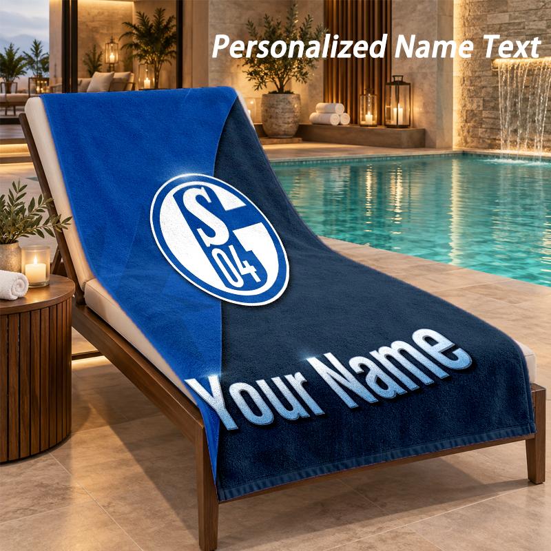 Пляжное полотенце с принтом Schalke 04 FC и индивидуальным текстом, большое полотенце для дома, ванной комнаты, пляжа