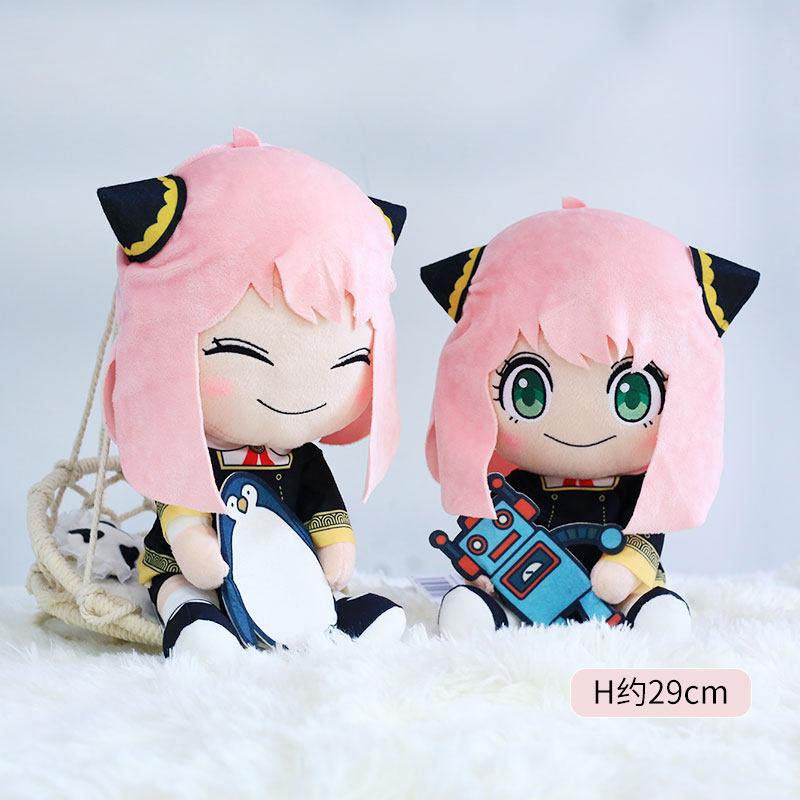 Official Anya Forger With Robot Toy Sitting Plush Doll Soft PP Cotton Stuffed Toy for Spy Family Anime Fans Gifts