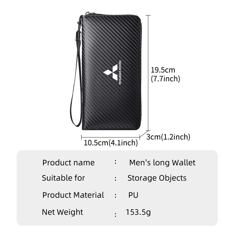 xkhr10 For Mitsubishi Men Business Long Wallet Carbon Fibre Coin Purse Key Holder Bank Card Bag Outlander Lancer Eclipse Mirage Xpander